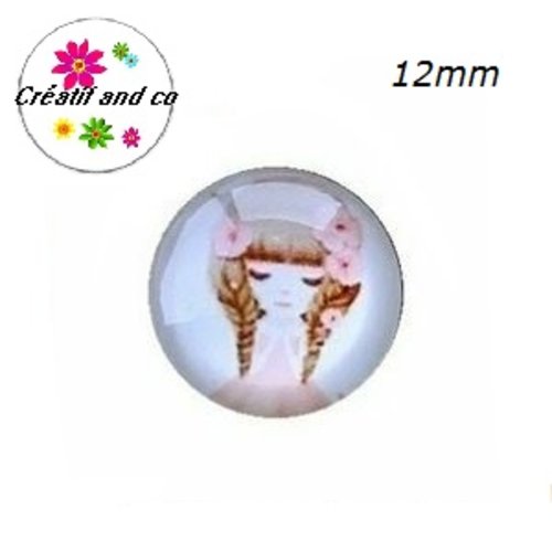 X2 cabochons petite fille 12mm