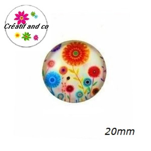 Cabochon rond fleuri 20mm