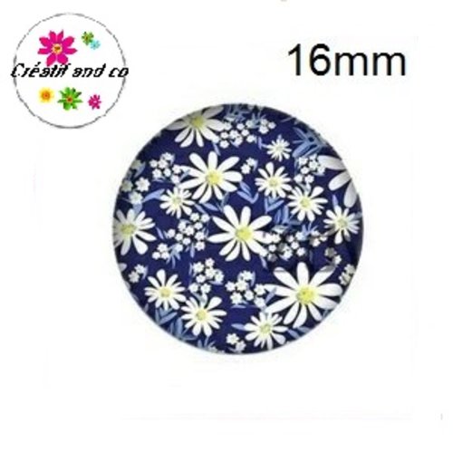 X2 cabochons fleurs blanches 16mm