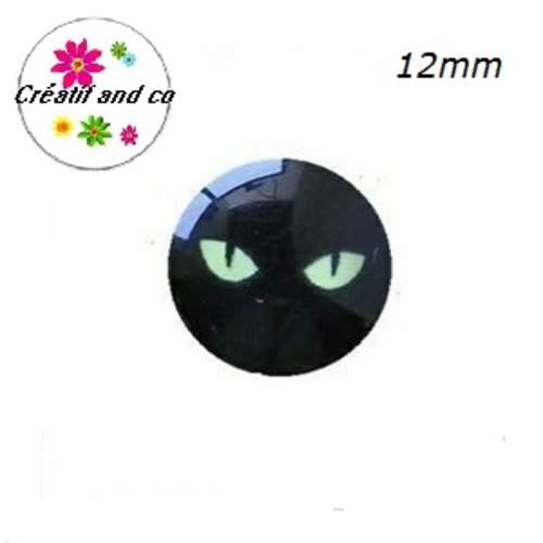 X2 cabochons yeux jaunes 12mm
