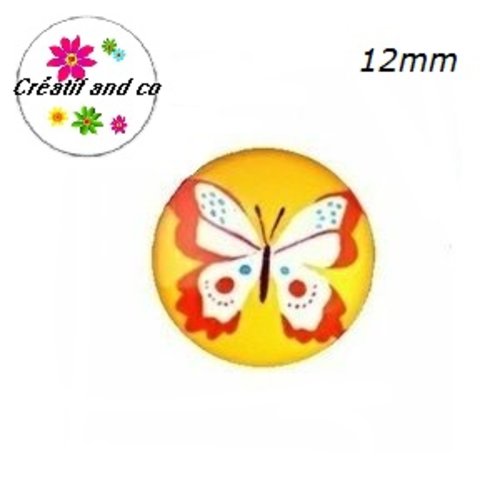 X2 cabochons papillon coloré 12mm
