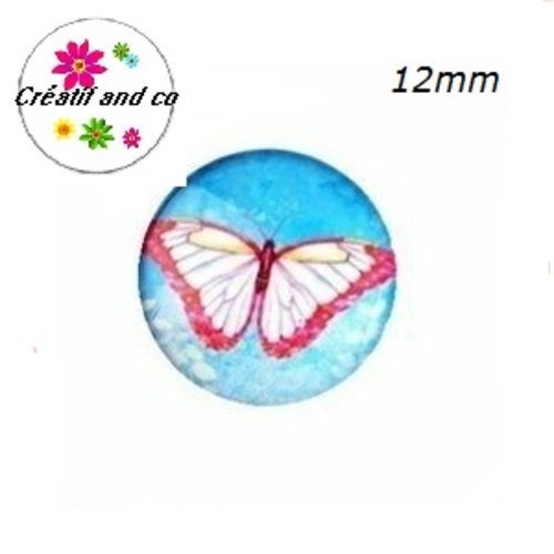 X2 cabochons papillon coloré 12mm