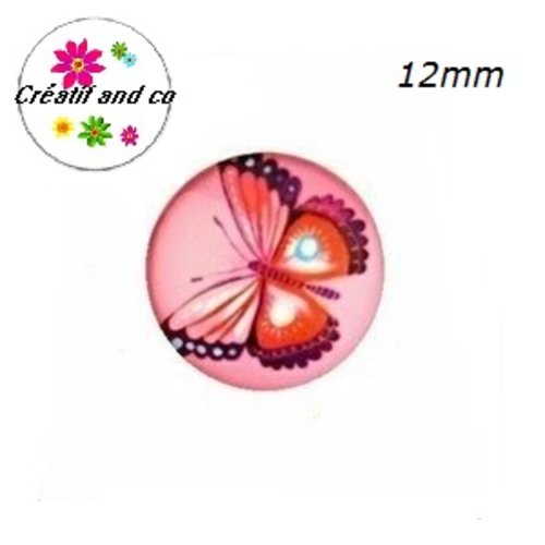 X2 cabochons papillon coloré 12mm
