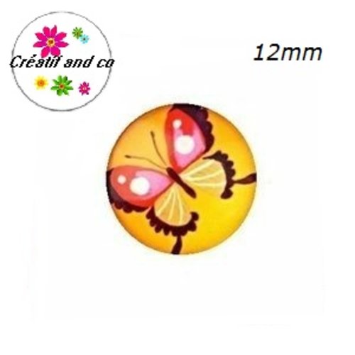 X2 cabochons papillon coloré 12mm