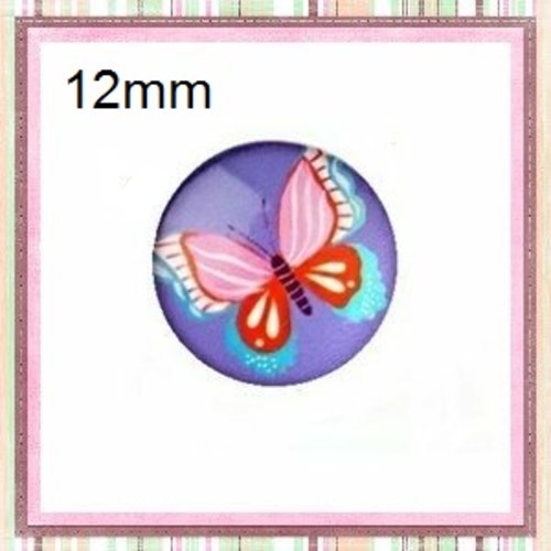 X2 cabochons papillon coloré 12mm