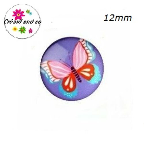 X2 cabochons papillon coloré 12mm