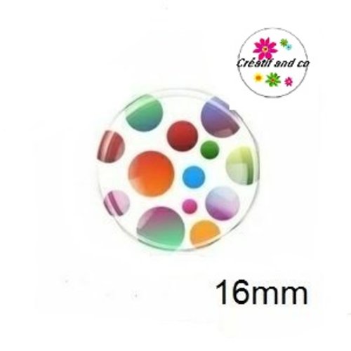 X2 cabochons pois colorés 16mm