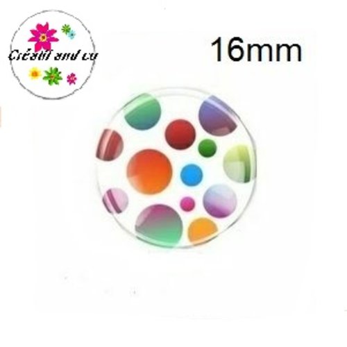 X2 cabochons pois colorés 16mm