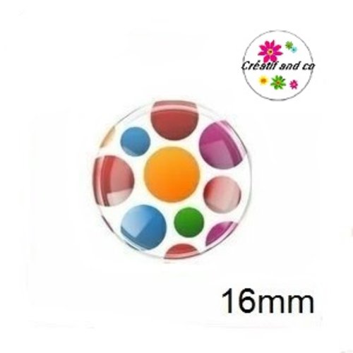 X2 cabochons pois colorés 16mm