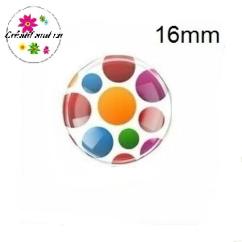 X2 cabochons pois colorés 16mm