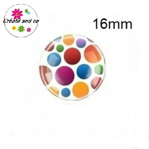 X2 cabochons pois colorés 16mm