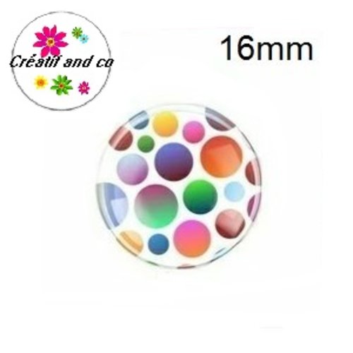 X2 cabochons pois colorés 16mm
