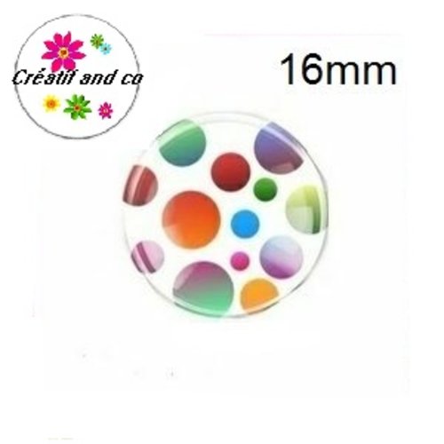 X2 cabochons pois colorés 16mm