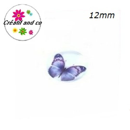 X2 cabochons papillon parme 12mm
