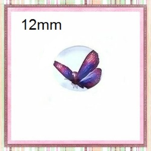 X2 cabochons papillon rose/mauve 12mm