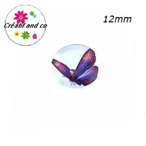X2 cabochons papillon rose/mauve 12mm