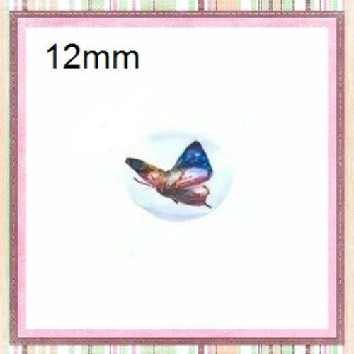 X2 cabochons papillon coloré 12mm