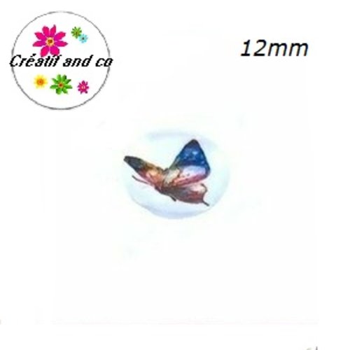 X2 cabochons papillon coloré 12mm