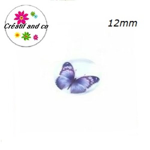 X2 cabochons papillon bleu/parme 12mm
