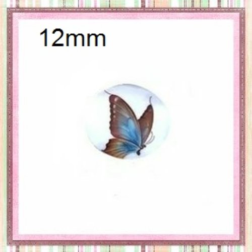 X2 cabochons papillon coloré 12mm