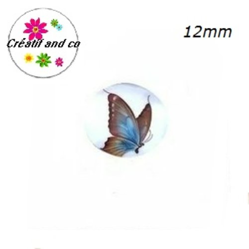 X2 cabochons papillon coloré 12mm