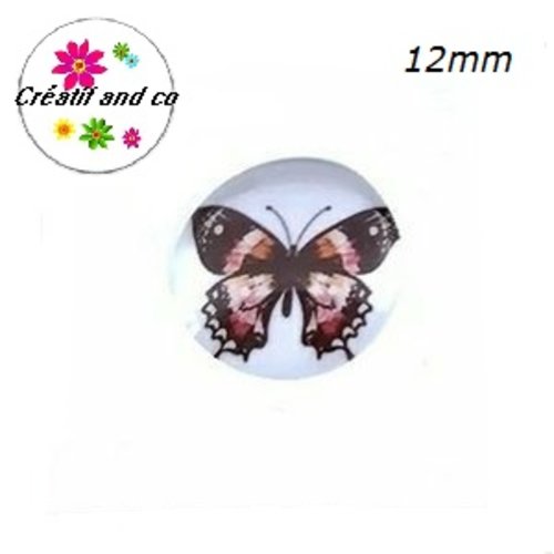 X2 cabochons papillon rosé 12mm