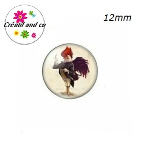 X2 cabochons coq humoristique 12mm