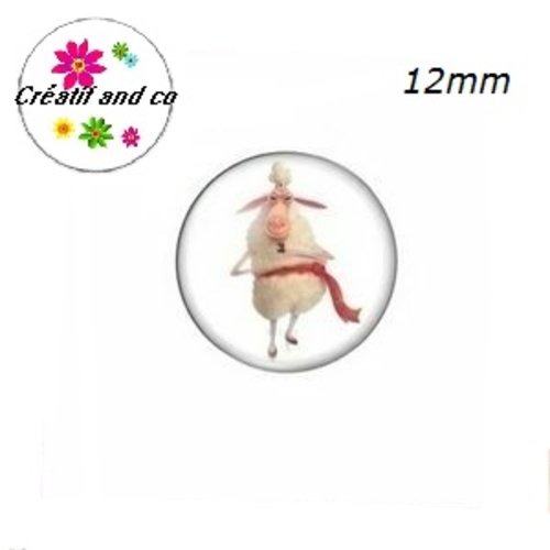 X2 cabochons mouton humoristique 12mm