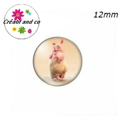 X2 cabochons cochon humoristique 12mm