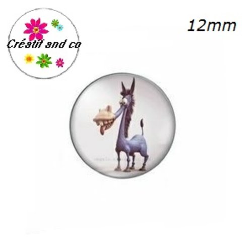 X2 cabochons âne humoristique 12mm