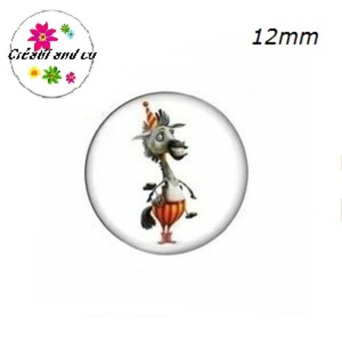 X2 cabochons zébre humoristique 12mm