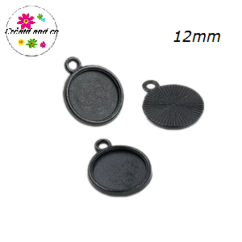 X10 supports métal noirs pour cabochon 12mm