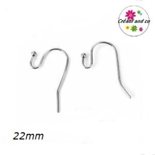 X10 supports boucles d'oreilles hameçons argentées 22mm