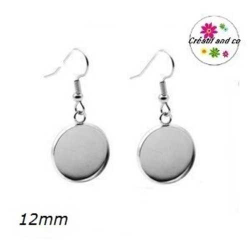 X10 boucles d'oreilles acier inoxydable pour cabochon 12mm