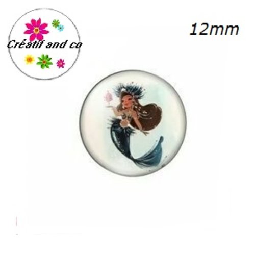 X2 cabochons sirène 12mm