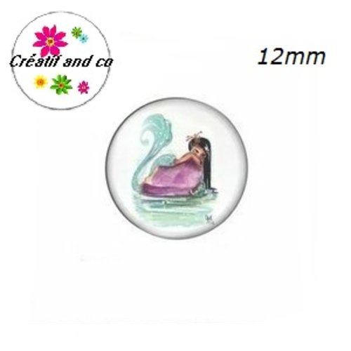 X2 cabochons sirène 12mm