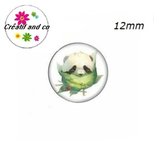 X2 cabochons panda 12mm