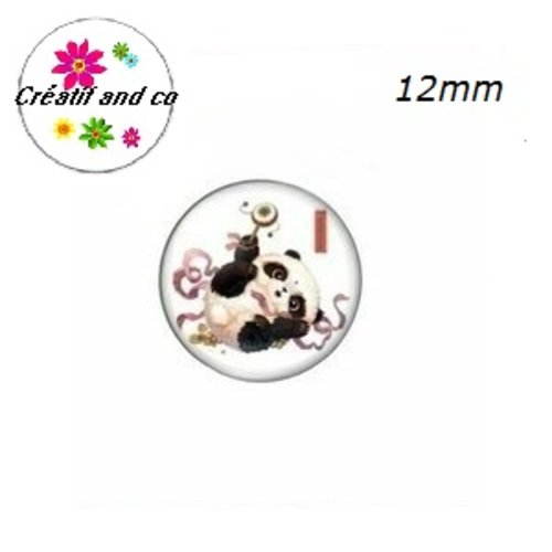 X2 cabochons panda 12mm