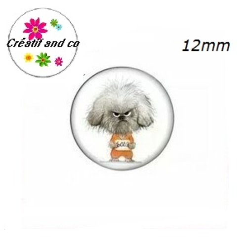 X2 cabochons chien en colère 12mm