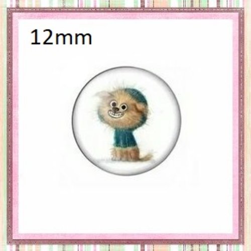 X2 cabochons chien 12mm