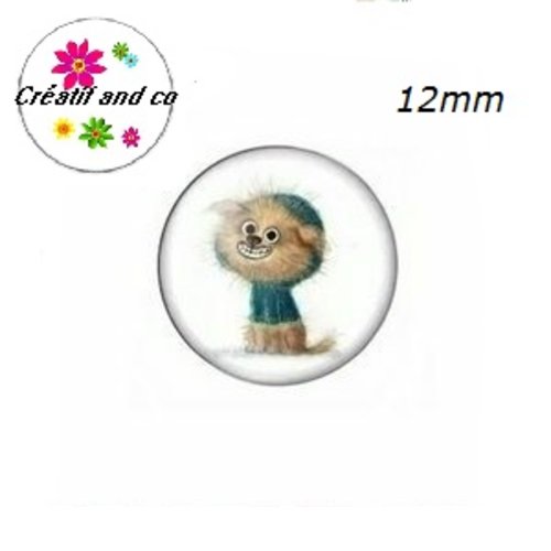 X2 cabochons chien 12mm