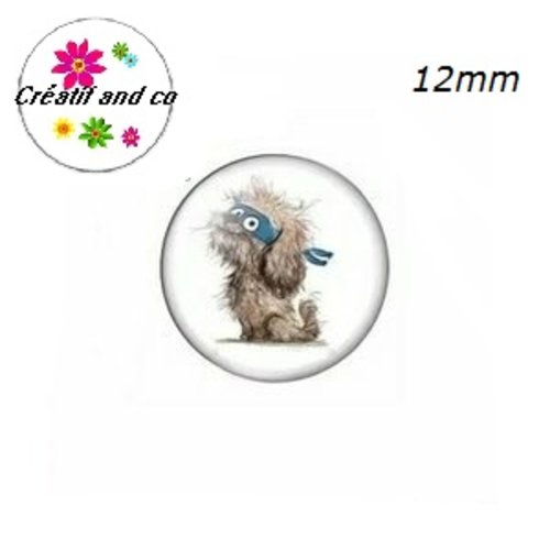 X2 cabochons chien masqué 12mm