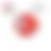 X2 cabochons oiseau fond rouge 16mm