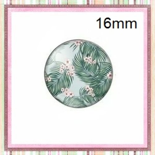 X2 cabochons feuille tropicale fleurie 16mm
