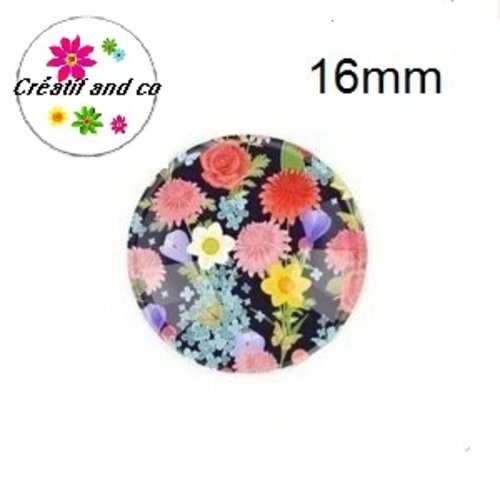 X2 cabochons fleuris 16mm