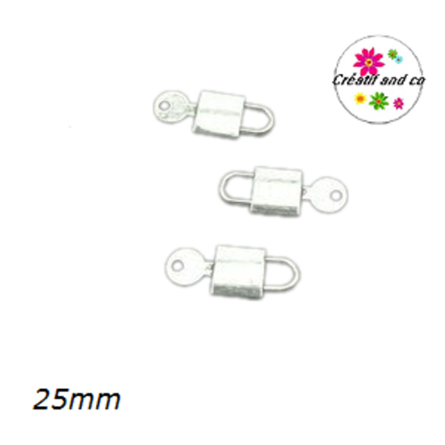 Breloque cadenas et sa clé argent tibétain 25mm
