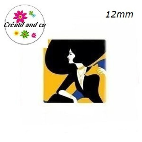 X2 cabochons carrés visage femme 12mm