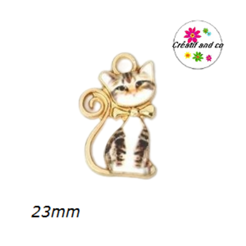Breloque chat émail