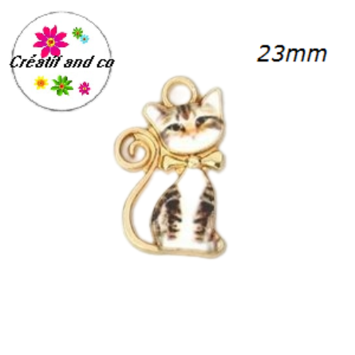 Breloque chat émail 23mm
