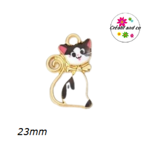 Breloque chat émail